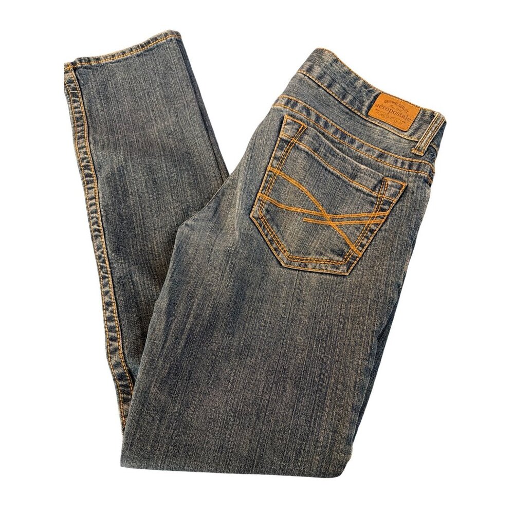 Aeropostale Bayla Skinny Jeans Blue Denim Mid Rise Stretch Size 7/8 - Picture 3 of 5